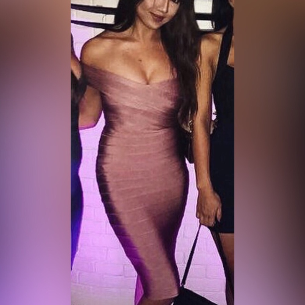 Cross cross V-Neck Bandage Bodycon Dress Nude Pink